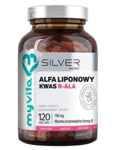 MyVita SILVER PURE 100% Kwas Alfaliponowy R-ALA 120 kap.