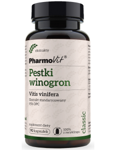 Pharmovit Pestki winogron Vitis vinifera Ekstrakt standaryzowany 95% OPC 90 kap.